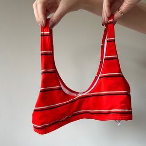 Red stripped scoop neck bikini top